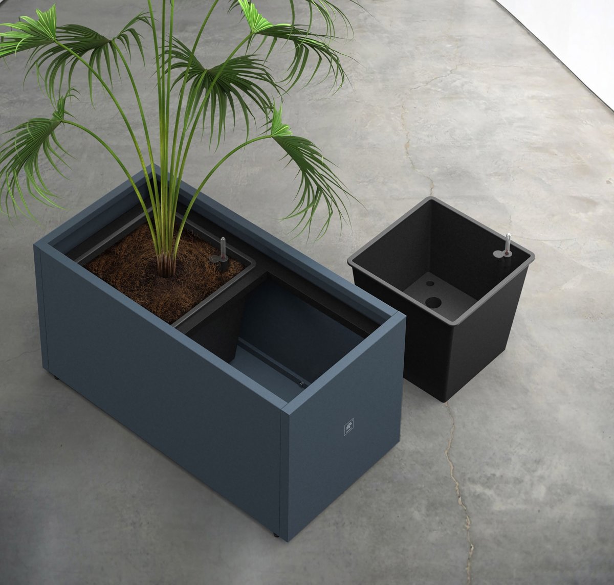 Herstera Plantekrukke m/lys, inde, sort, 100x50x50