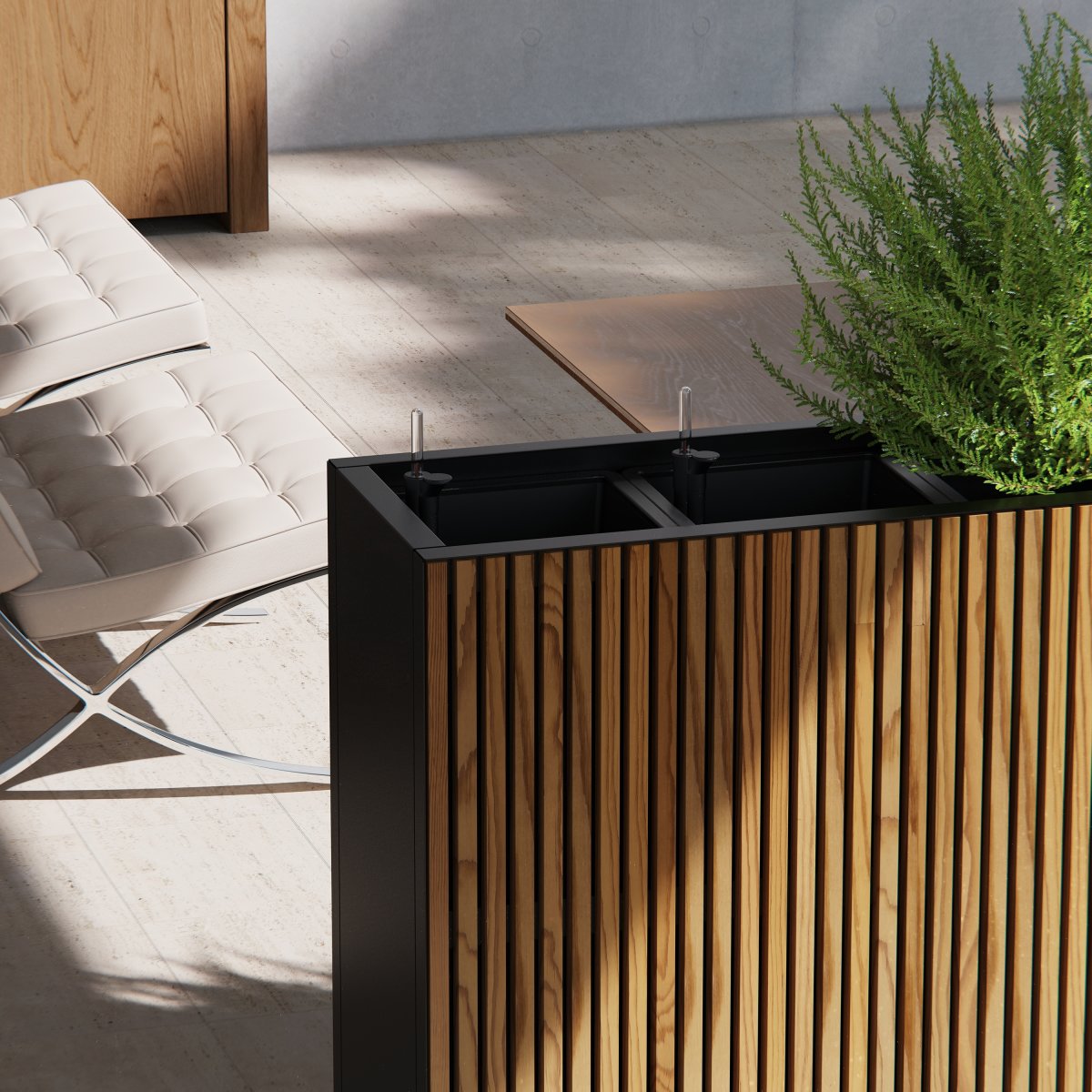 Herstera Plantekrukke m/lys, inde, m/træ,120x40x80
