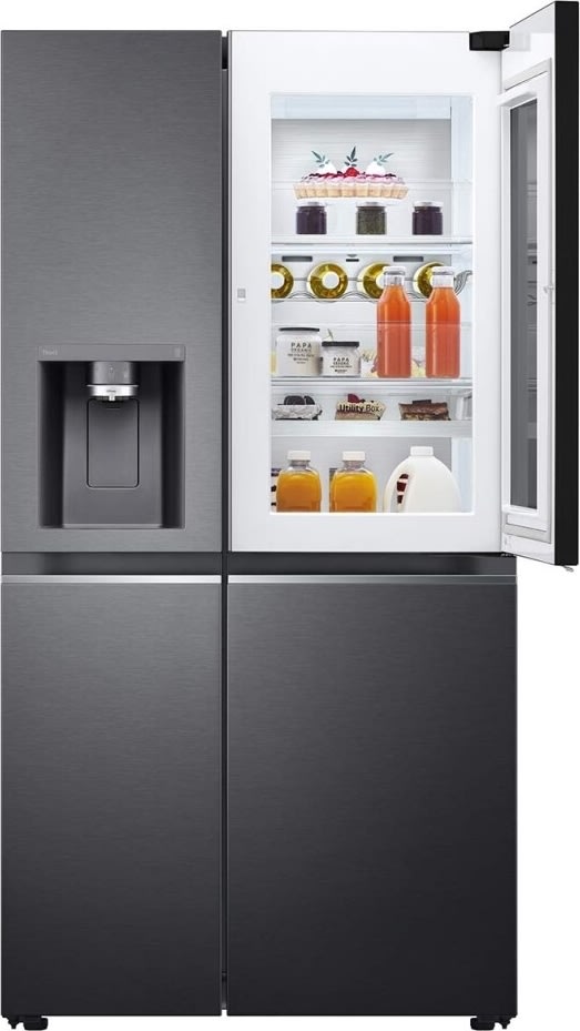 LG køleskab med instaview, vand/is, 635L, sort