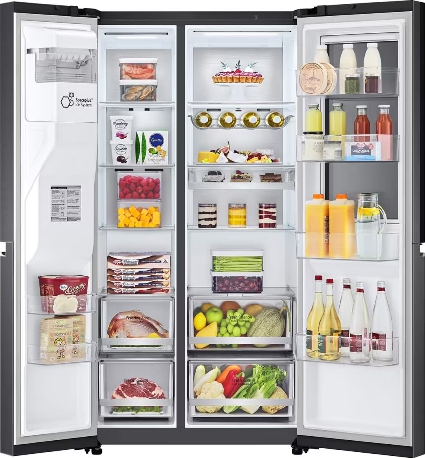 LG køleskab med instaview, vand/is, 635L, sort