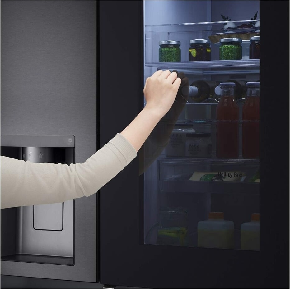 LG køleskab med instaview, vand/is, 635L, sort