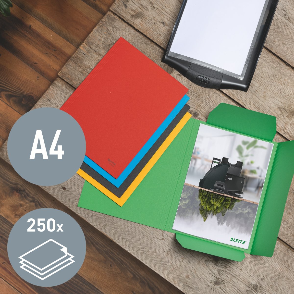 Leitz Recycle 3-klap mappe | A4 | Karton | Rød