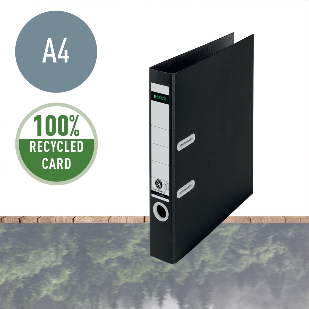 Leitz Recycle 180 Brevordner | A4 | 50mm | Sort
