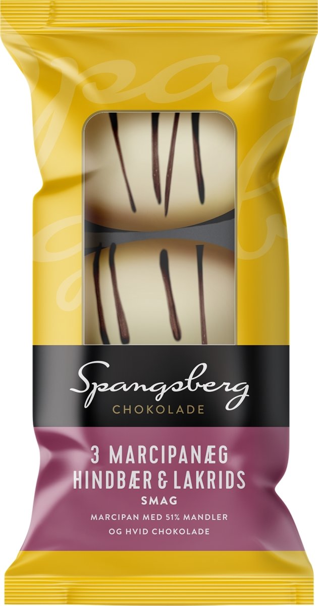 Spangsberg marcipanæg m/ hindbær/lakrid, 3 stk