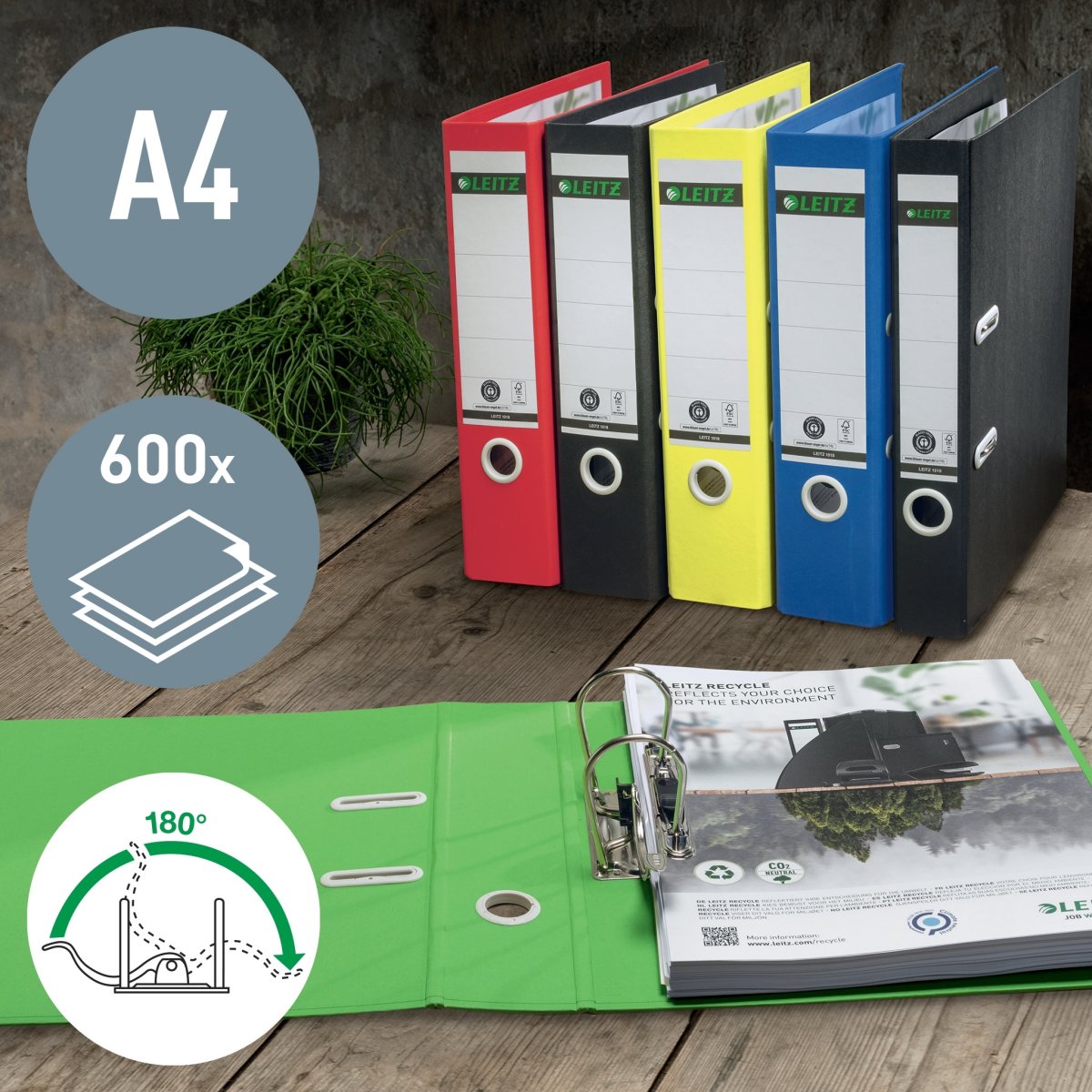 Leitz Recycle 180 Brevordner | A4 | 80mm | Blå