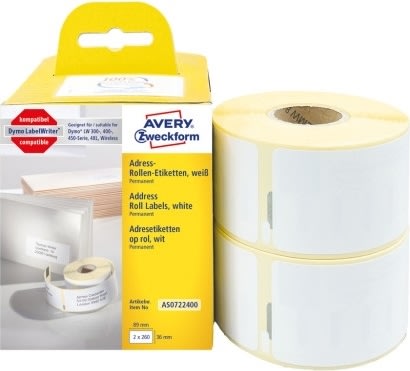 Avery Adresseetiketter | 36 x 89 mm | 520 stk.