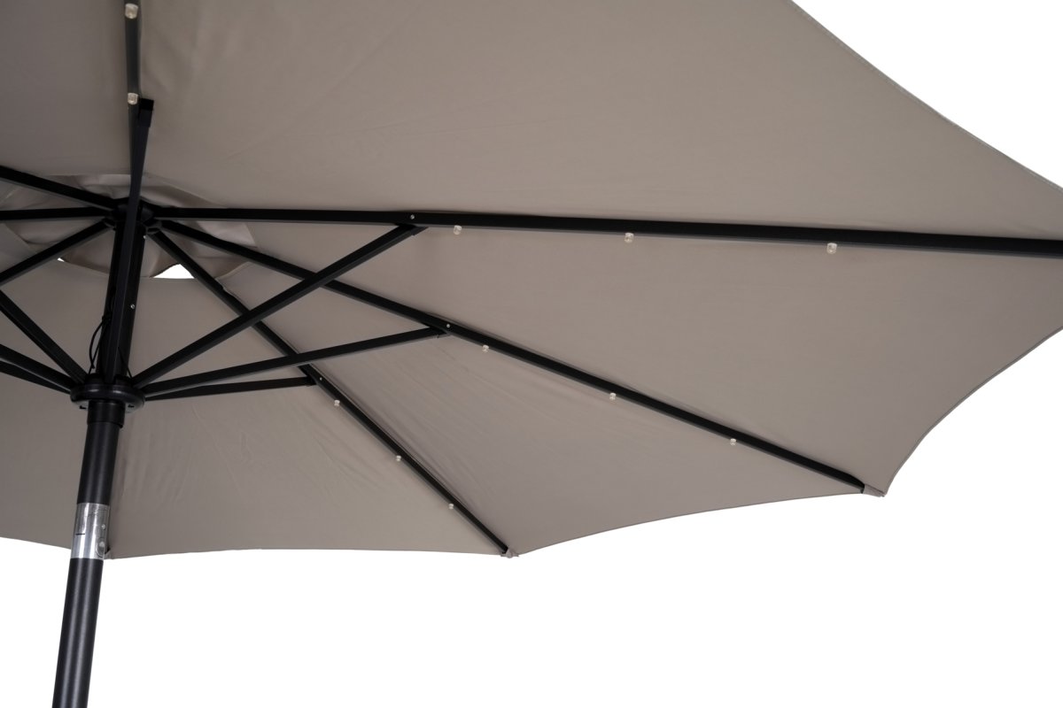 Felix parasol m/krank, tilt og solar LED, Ø3m, grå