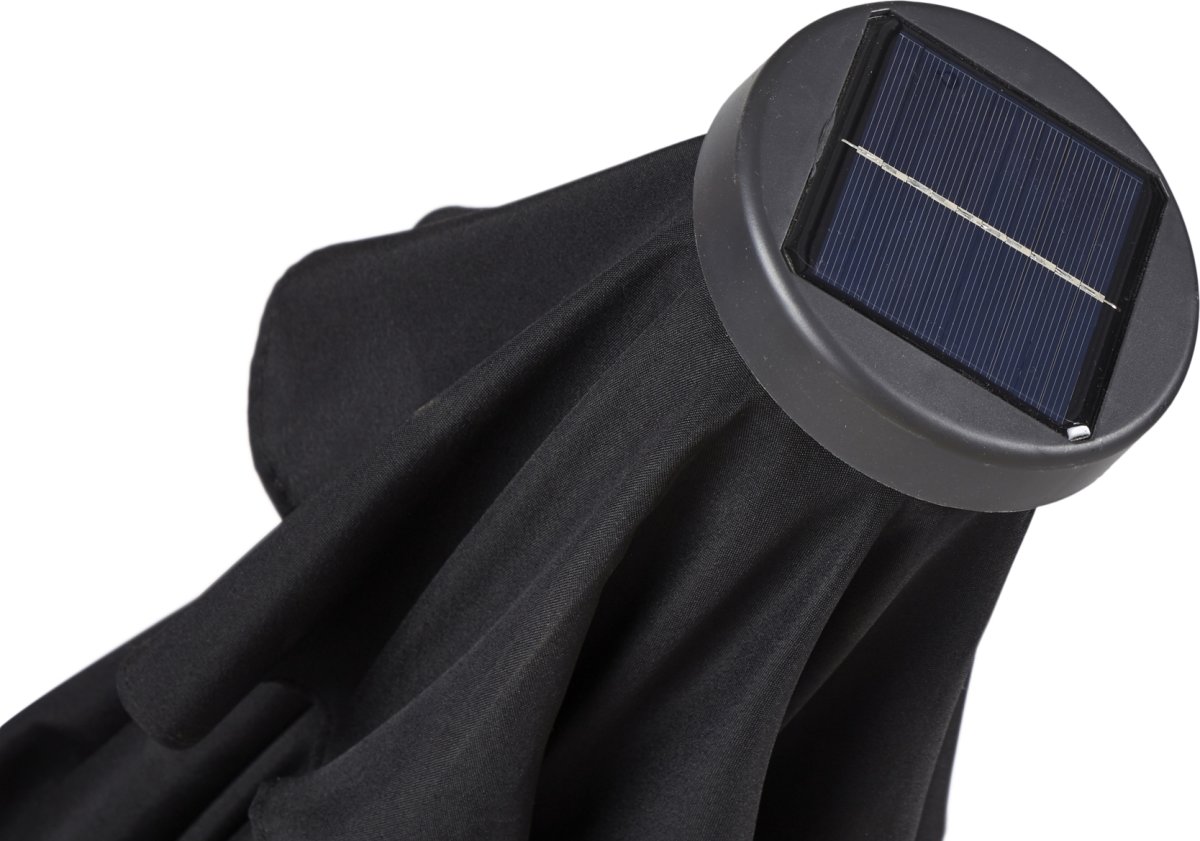 Felix parasol m/krank, tilt, solar LED, Ø3m, sort