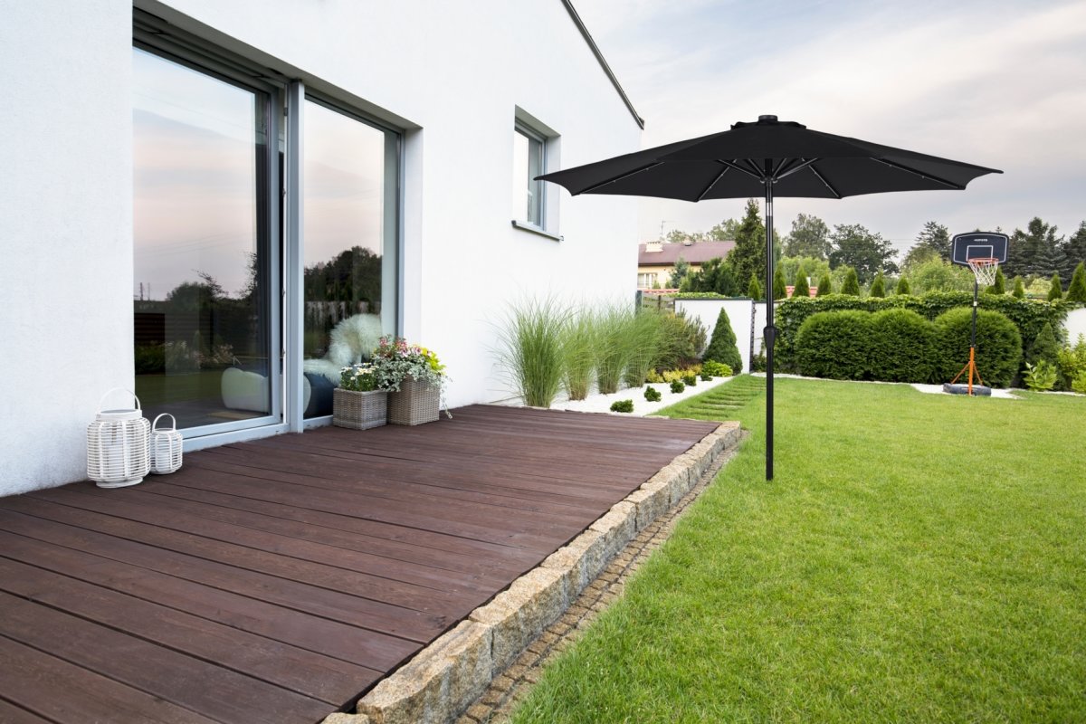 Felix parasol m/krank, tilt, solar LED, Ø3m, sort