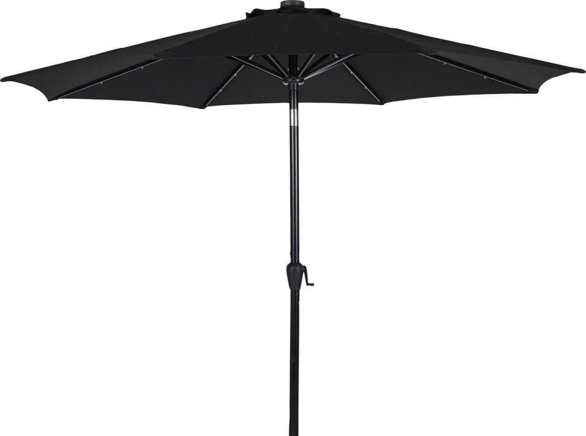 Felix parasol m/krank, tilt, solar LED, Ø3m, sort