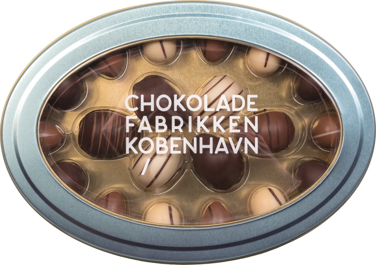 Chokolade fabrikken København dåse m. 20 påskeæg