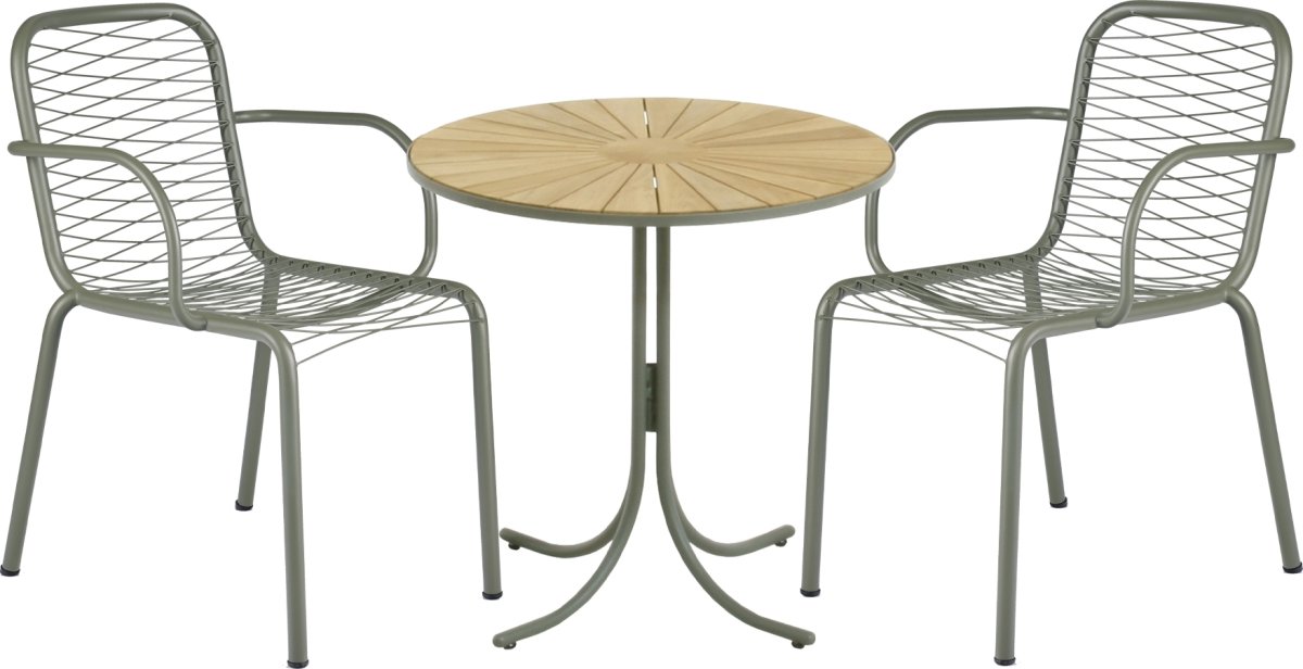 Marguerit cafébord ø70 cm + 2 Ivy Wire, Olivengrøn