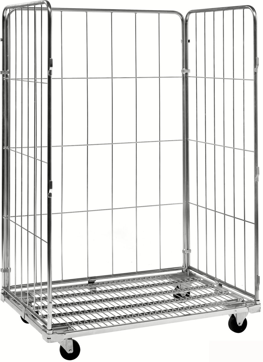 3 sidet rullecontainer i galv. stål, 120x80x180 cm