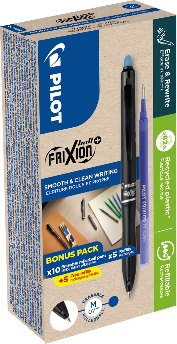 Pilot Frixion Ball+ Greenpack | Rollerpen | Blå