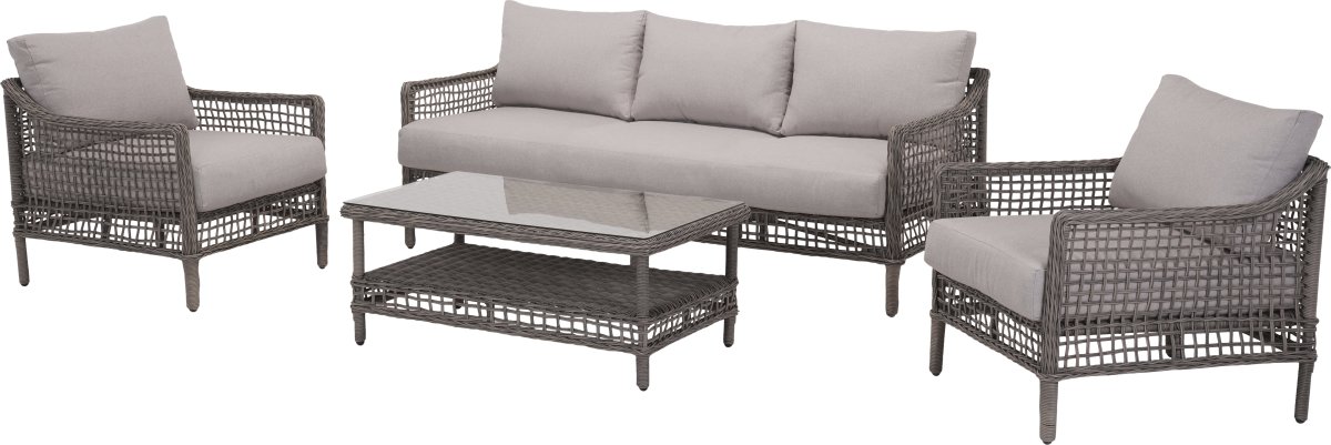 Frøya Loungesæt 5 pers. 4 dele, beige/natur