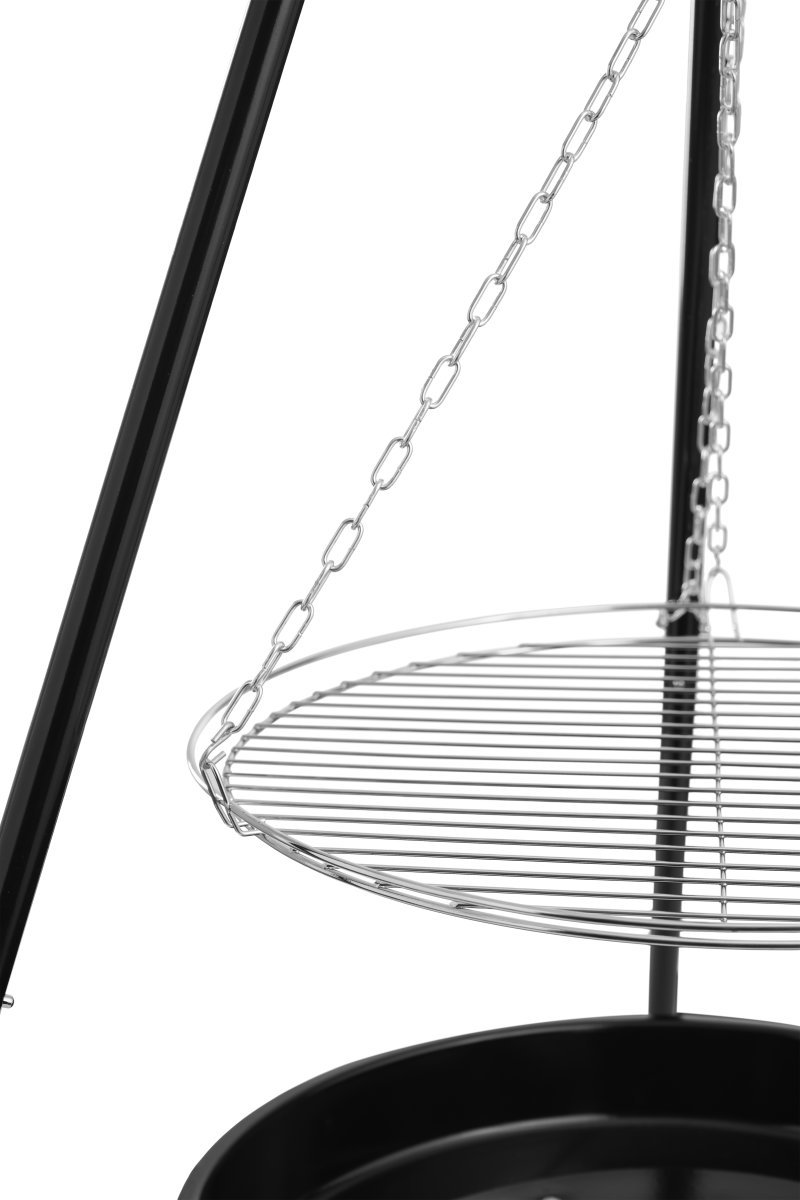 Dangrill tripod bålsted med bålfad og rist, sort