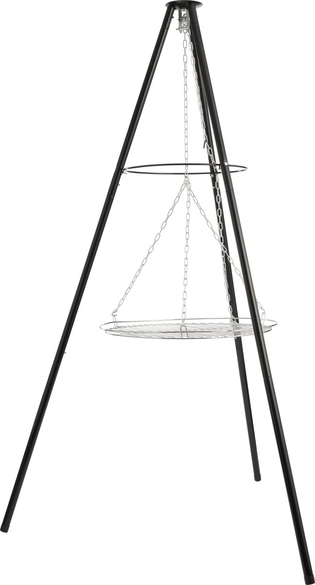 Dangrill tripod bålsted med bålfad og rist, sort
