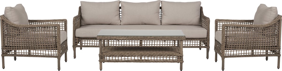 Frøya Loungesæt 5 pers. 4 dele, beige/natur