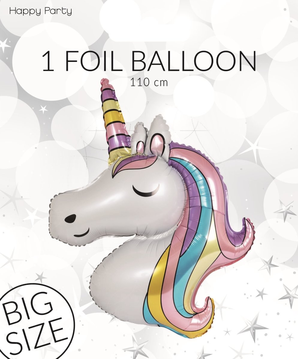 Ballon, folie, enhjørning, 110 cm, 1 stk.