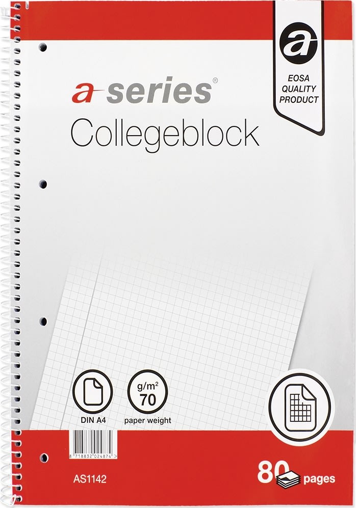 a-series Kollegieblok | A4 | Kvadreret