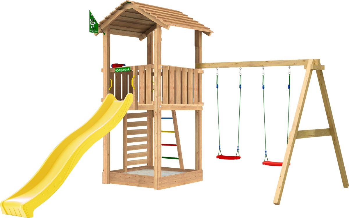 Jungle Gym Cottage 2.1 legetårn m/gynger & rutsjeb