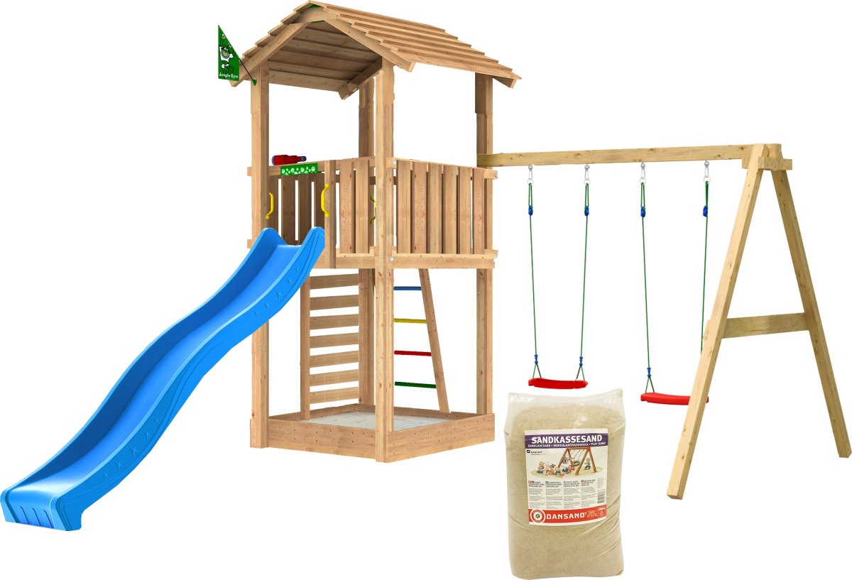 Jungle Gym Cottage 2.1 legetårn m/gynger & rutsjeb