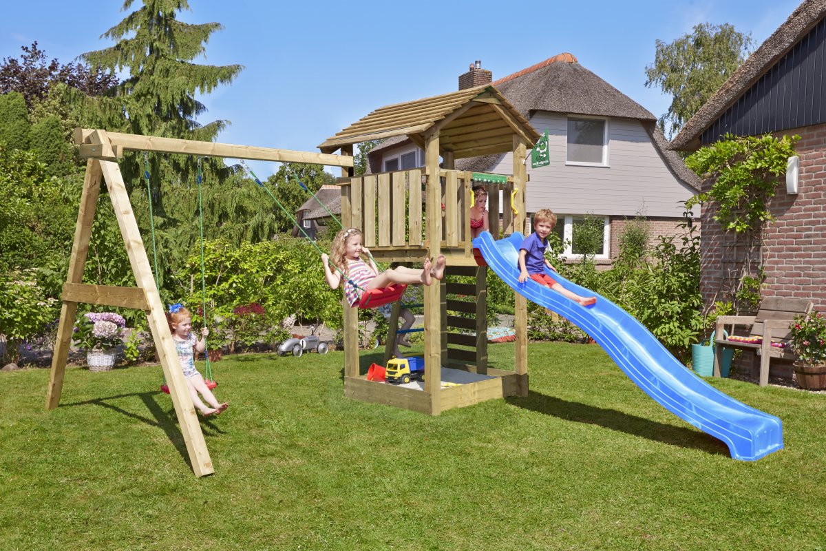 Jungle Gym Cottage 2.1 legetårn m/gynger & rutsjeb