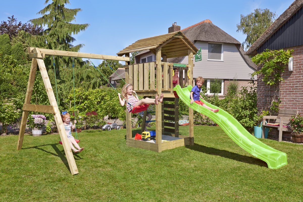 Jungle Gym Cottage 2.1 legetårn m/gynger & rutsjeb