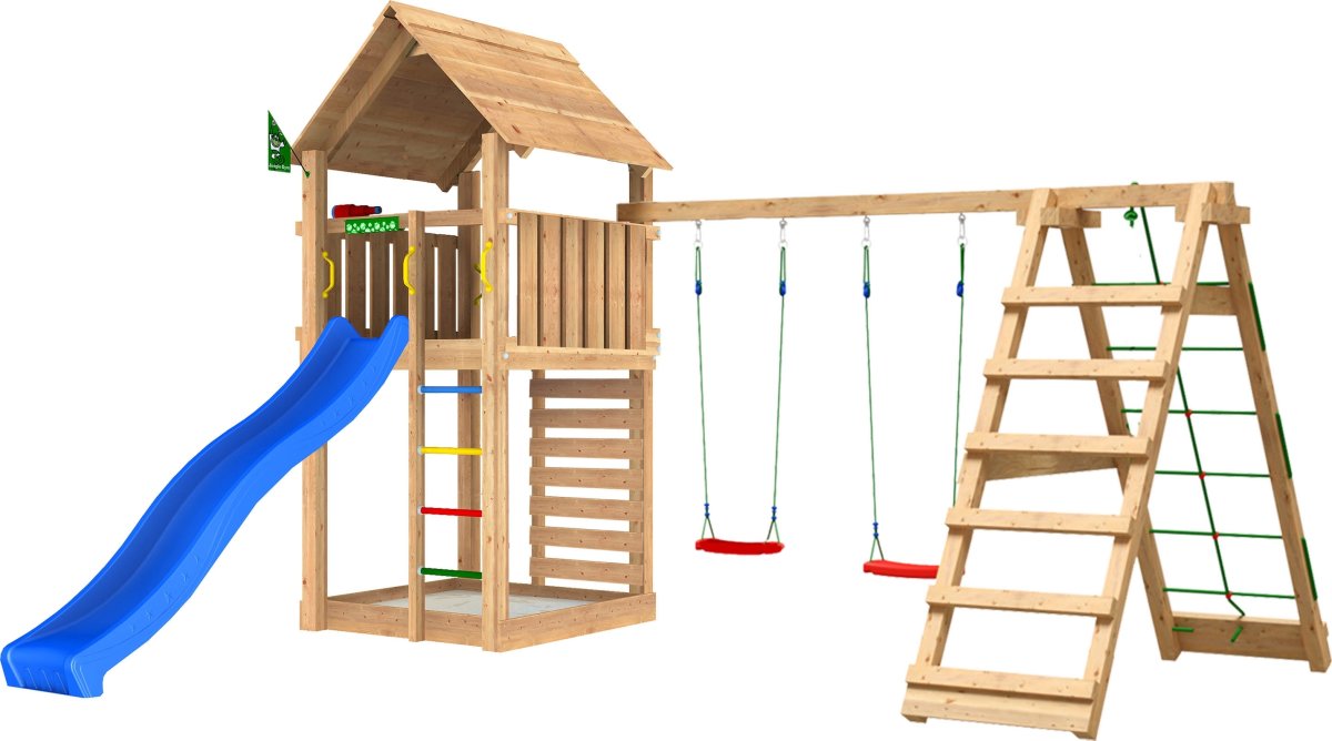 Jungle Gym Cabin 2.1 legetårn m/climb & rutsjebane