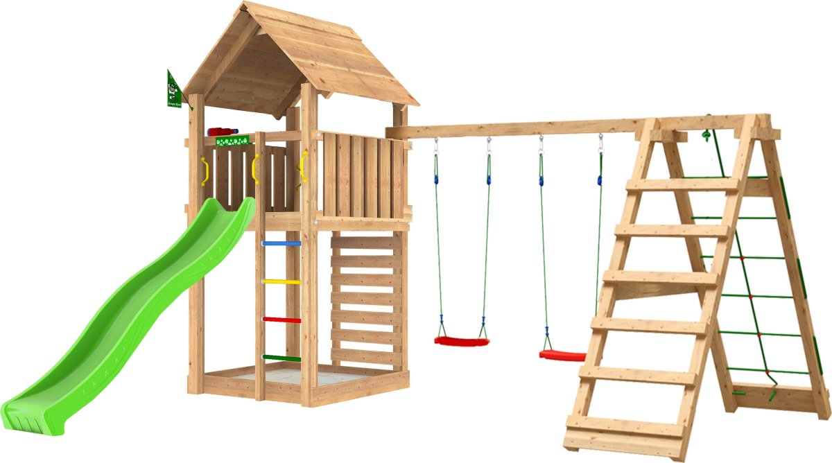 Jungle Gym Cabin 2.1 legetårn m/climb & rutsjebane