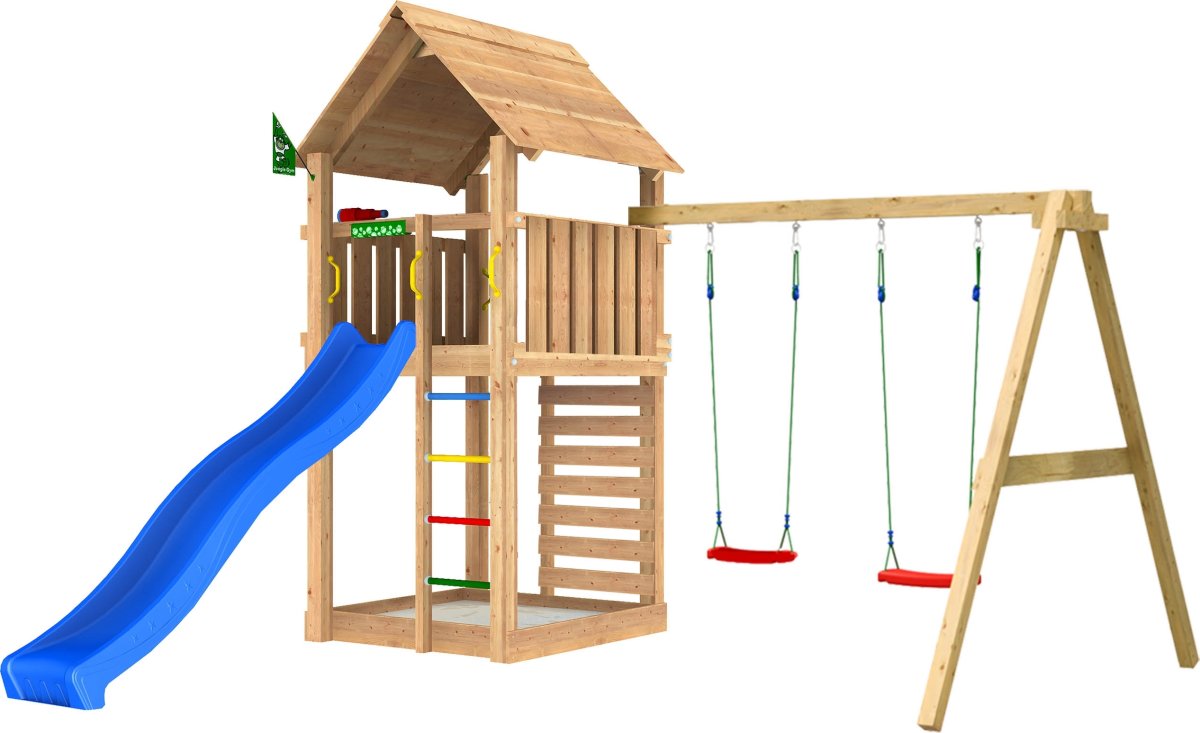 Jungle Gym Cabin 2.1 legetårn m/gynger & rutsjeb.