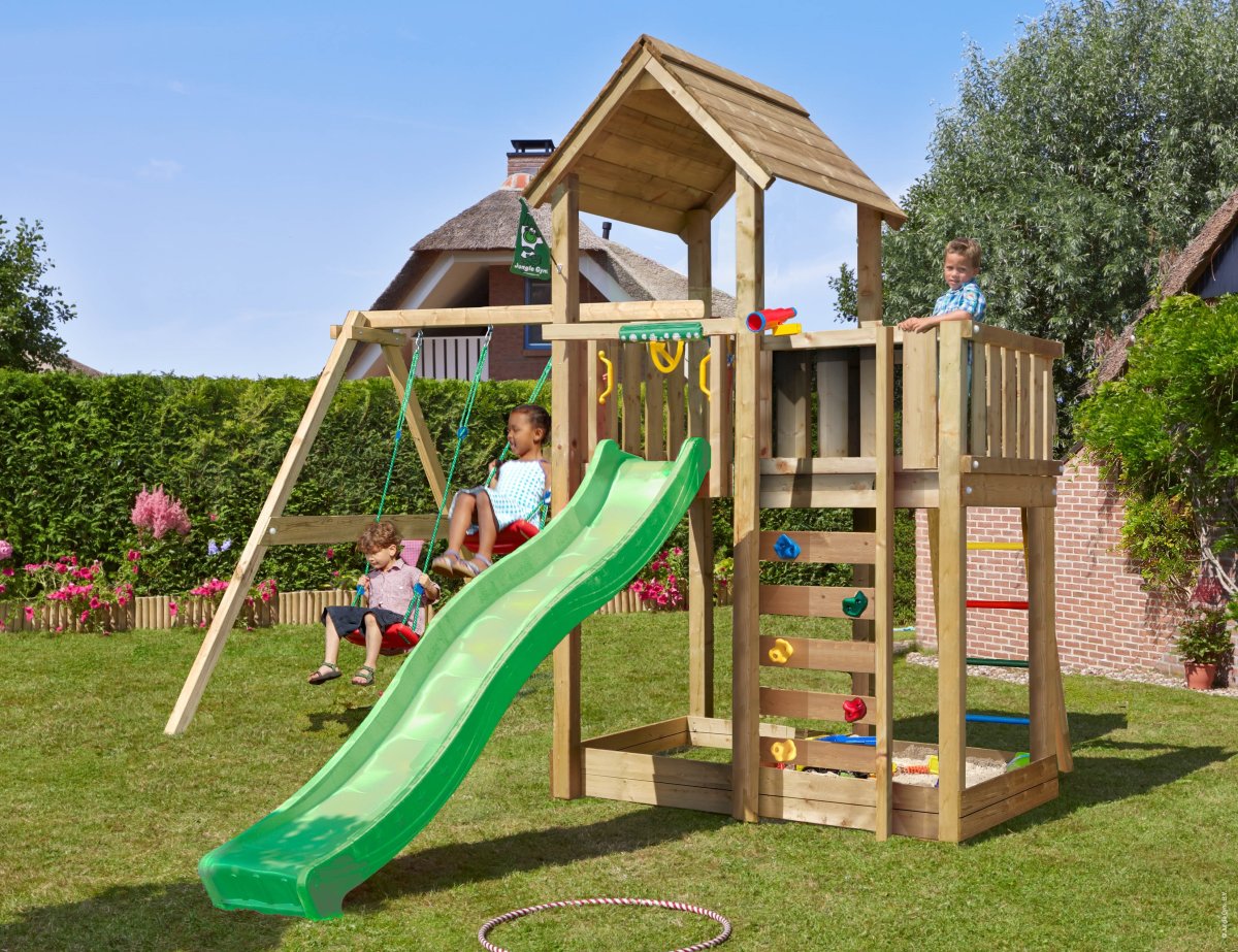 Jungle Gym Mansion 2.1 legetårn m/gynger & rutsjeb