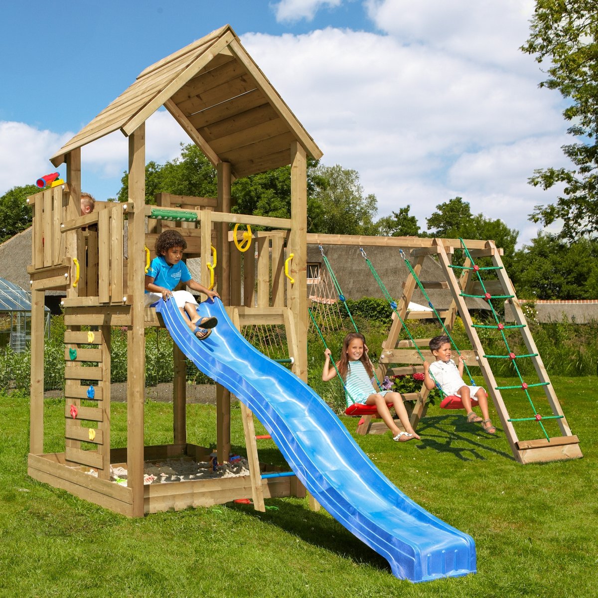 Jungle Gym Palace 2.1 legetårn m/climb & rutsjeb.
