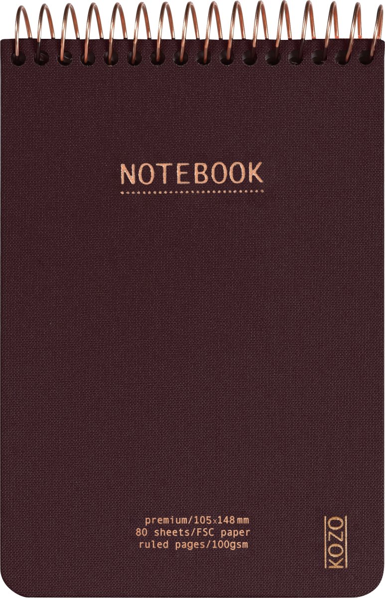 Kozo Premium Notesbog | A6 | Linjeret | Coffee