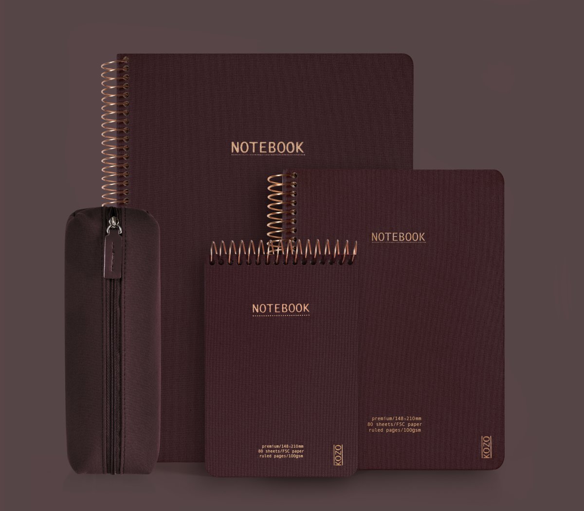 Kozo Premium Notesbog | A6 | Linjeret | Coffee