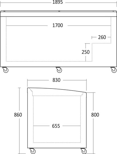 Scandomestic SIF700C - Supermarkedsfryser, sort