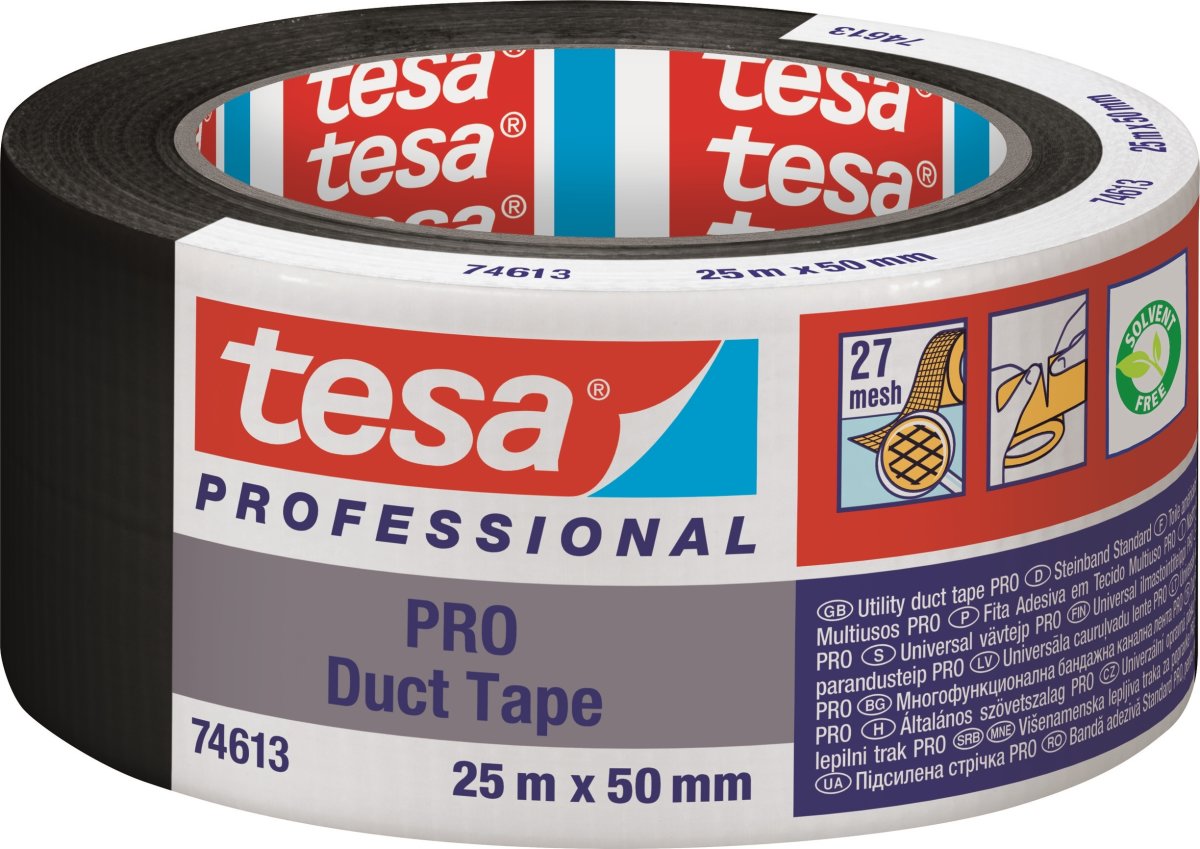 tesa Pro Lærredstape, 50mm x 25m, sort