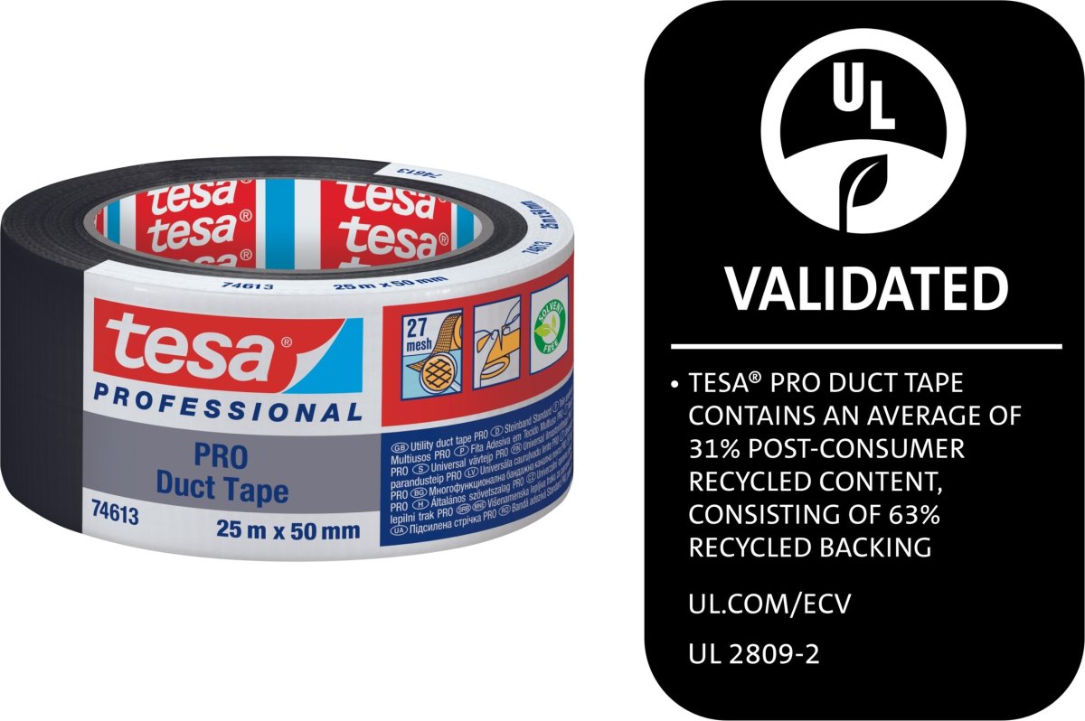 tesa Pro Lærredstape, 50mm x 25m, sort