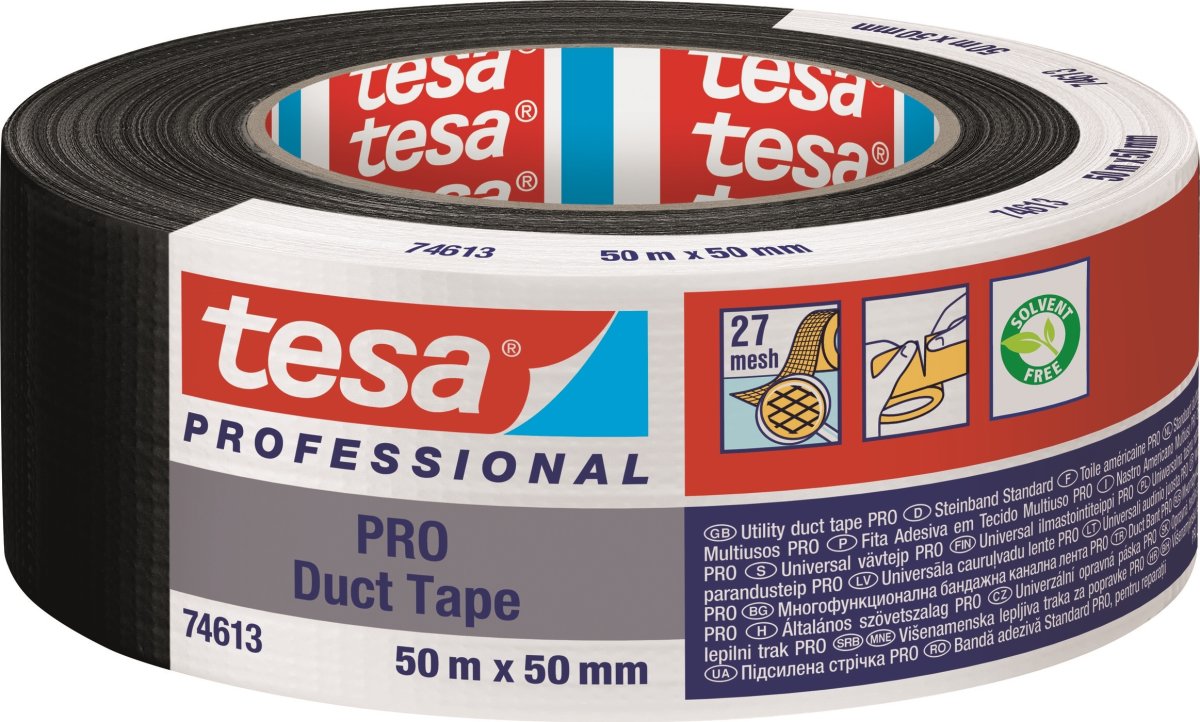 tesa Pro Lærredstape, 50mm x 50m, sort