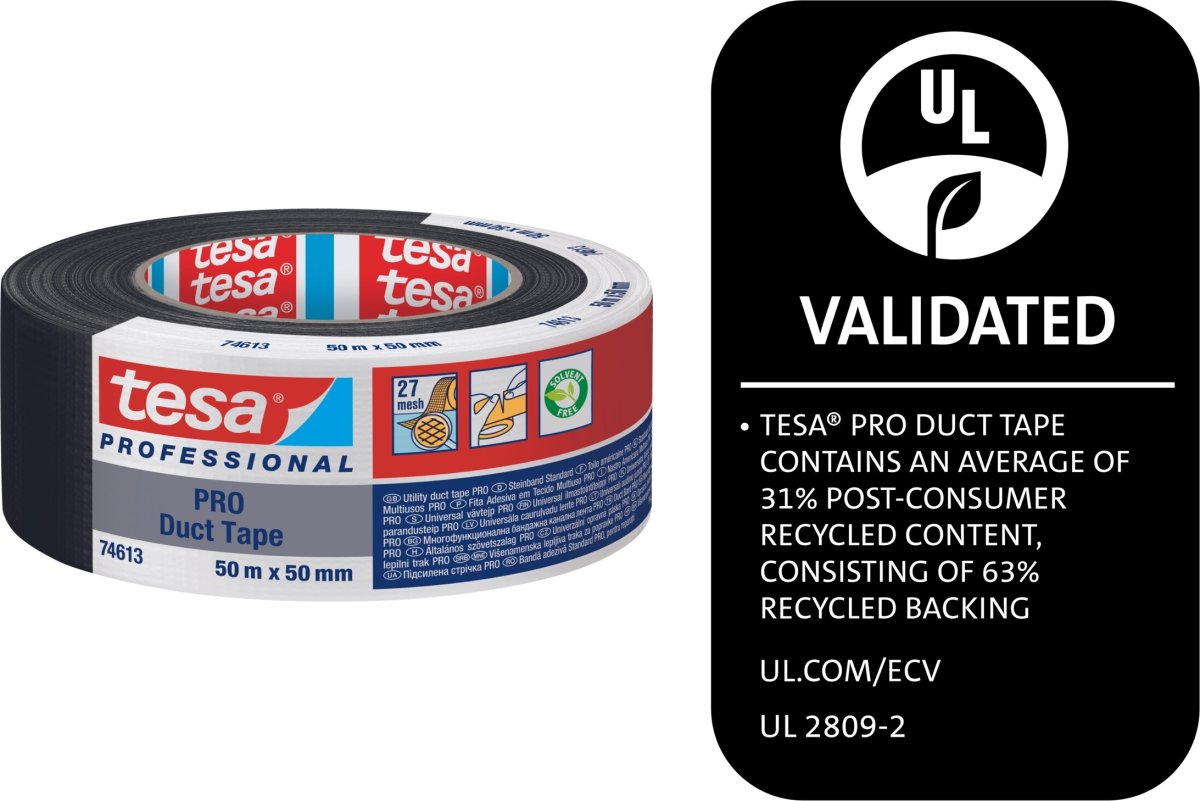 tesa Pro Lærredstape, 50mm x 50m, sort
