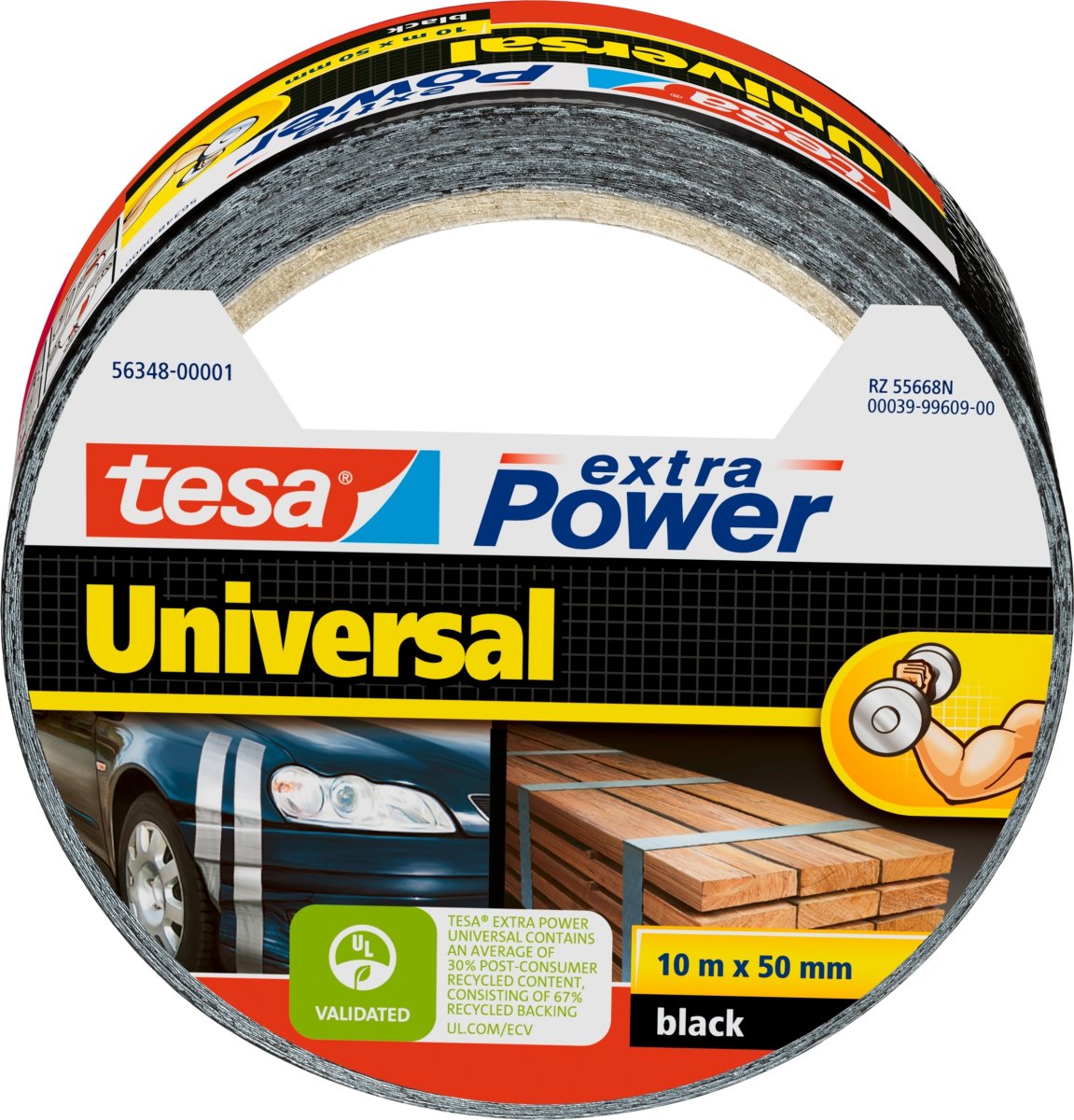 tesa Extra Power Lærredstape | 50 mm | 10m | Sort