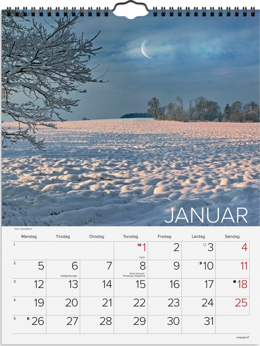 Mayland 2026 Vægkalender, Dansk Natur