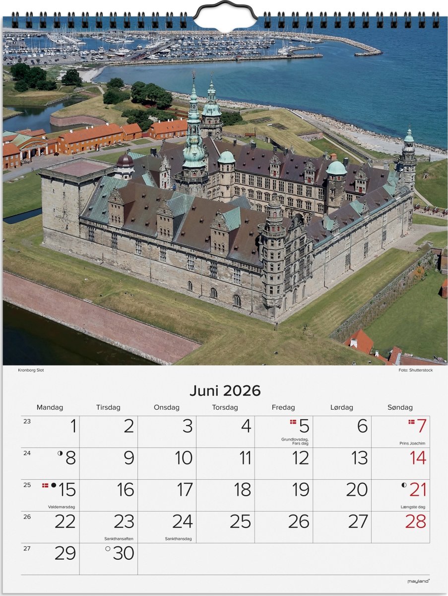 Mayland 2026 Vægkalender, Danske slotte