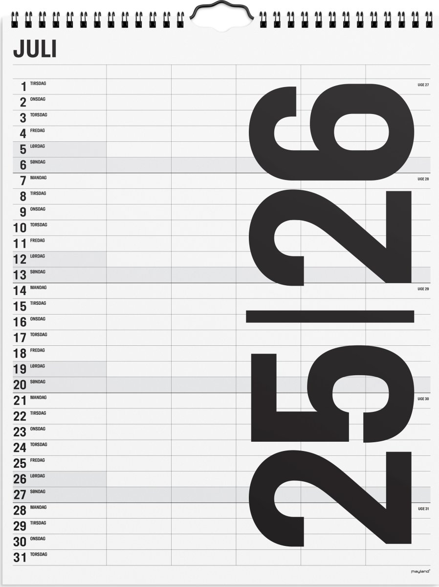 Mayland 25/26 Familiekalender, Black & White