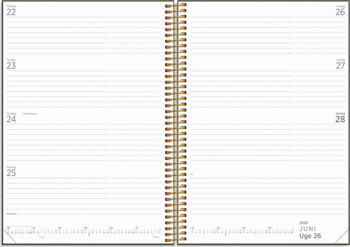 Mayland 25/26 Ugekalender, Organizer & Notes Grøn