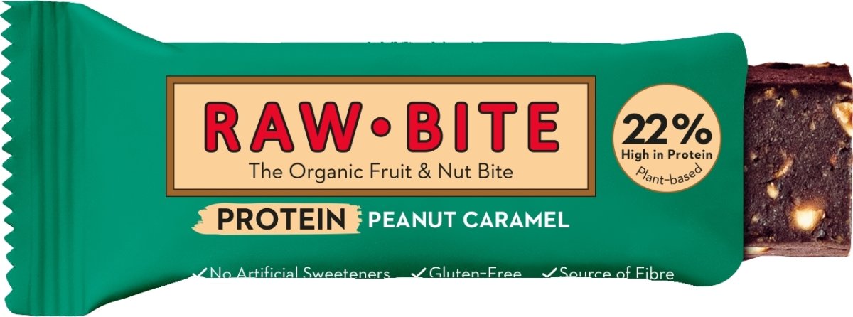Rawbite Protein Peanut Caramel Snackbar, 45 g
