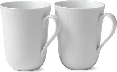 Royal Copenhagen Hvid Riflet Krus 33 cl, 2 stk