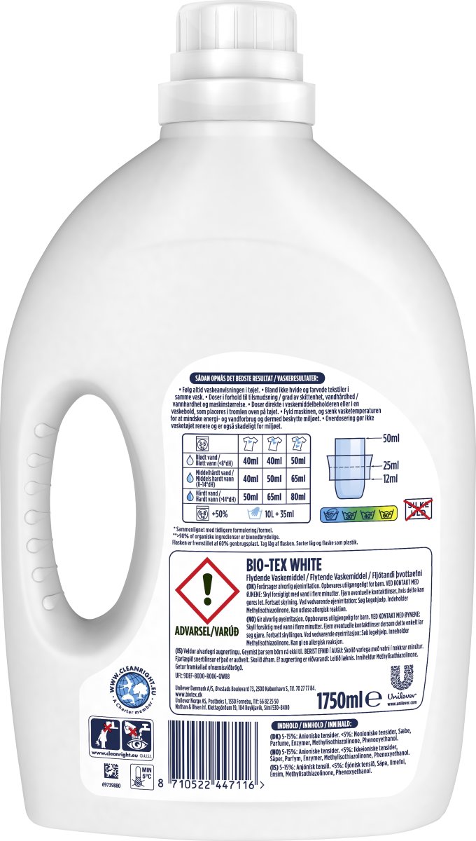 Biotex Flydende Vaskemiddel White, 1,75 L