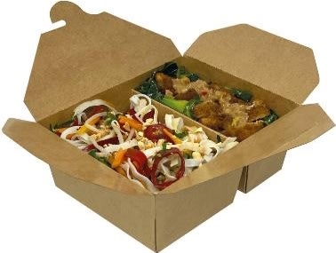 Take away boks, brun, 2-rum, 380/670ml, 50 stk.