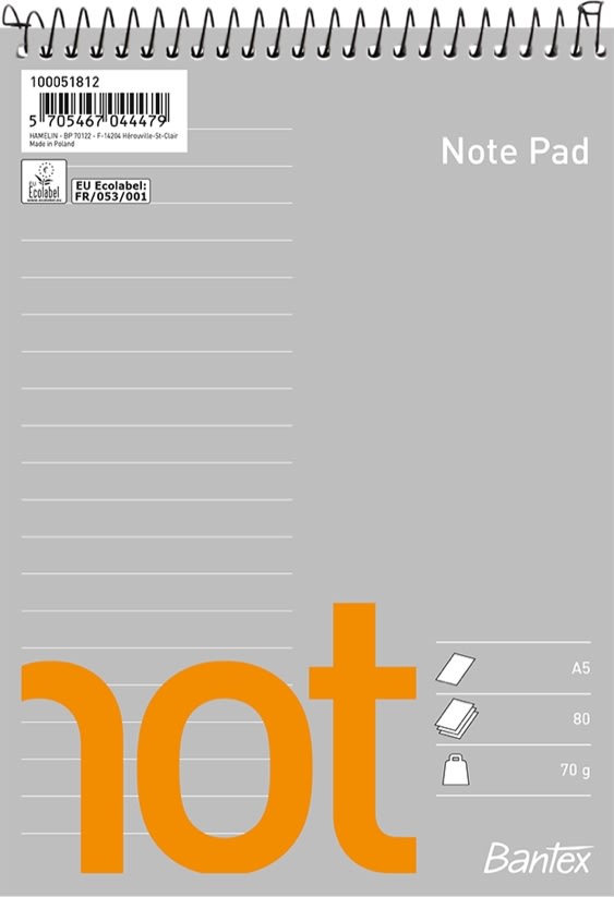 Bantex Not Spiralblok | A5 | Linjeret